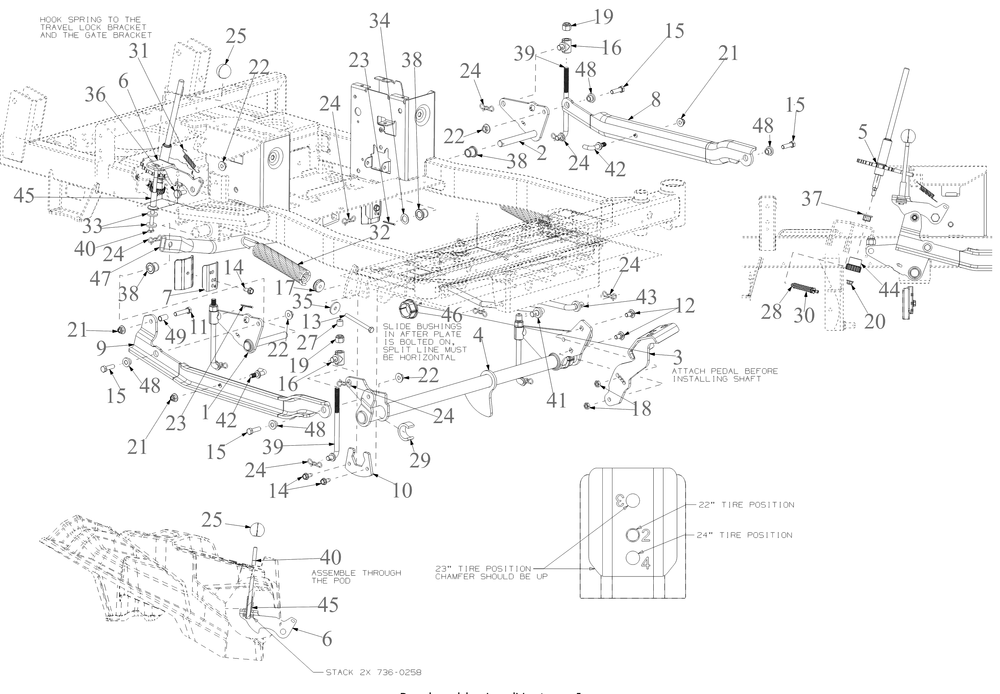 Deck Lift Diagram and Parts List for ZTXS6-60KW (47RICHB8A10)(2023) Cub Cadet Lawn Tractor
